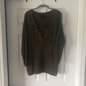 Lane Bryant olive green knit shirt